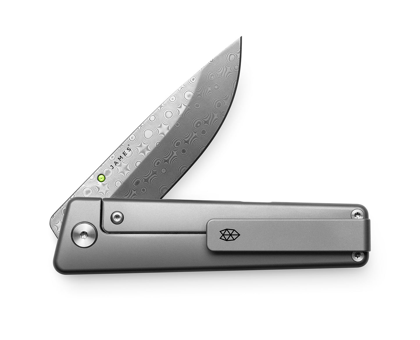The Chapter 2 pocket knife in titanium and Damasteel.