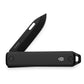 The Ellis Slim EDC pocket knife in all black half opened.